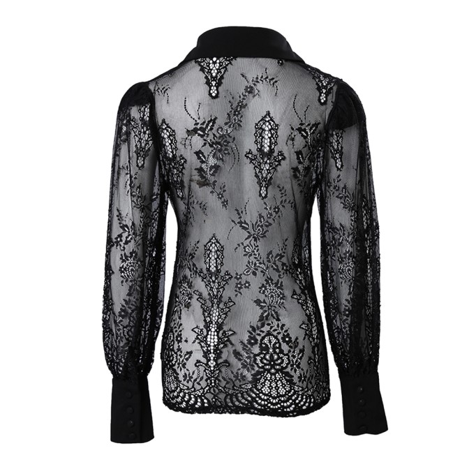 Women's long sleeved lace top