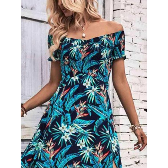 Women's Off Shoulder Split Dress