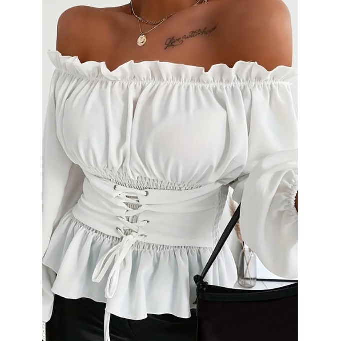 Women's one-shoulder sexy peplum waisted blouse