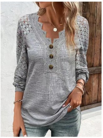 Women's patchwork lace T-shirt