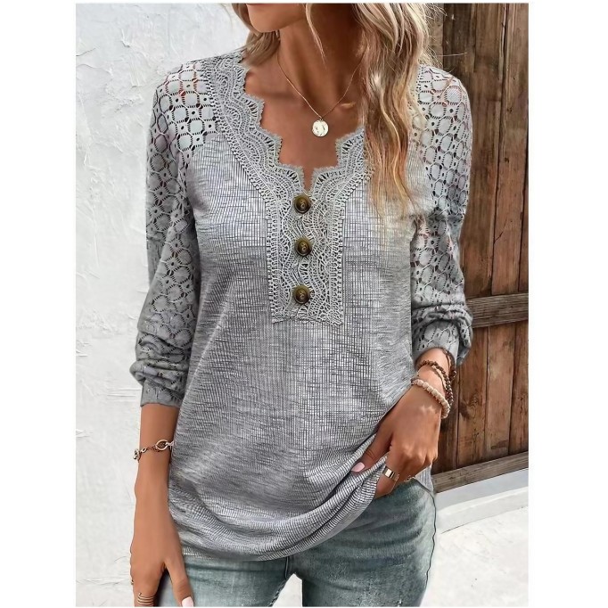 Women's patchwork lace T-shirt