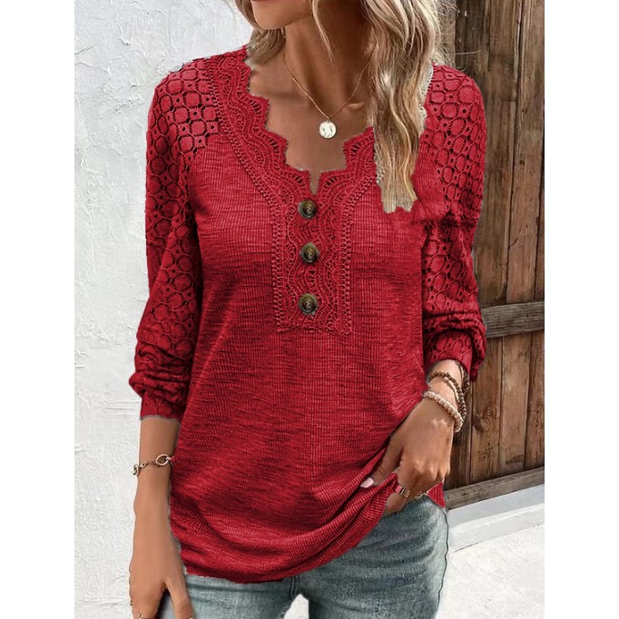 Women's patchwork lace T-shirt