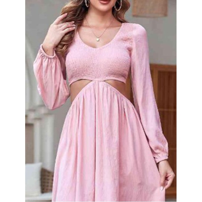 Women's pink open waist dress