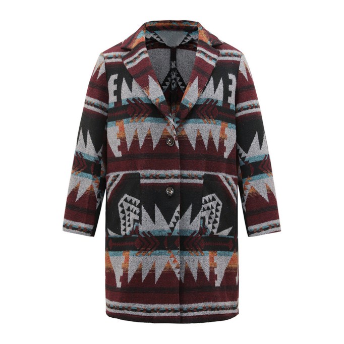 Women's printed jacket with geometric pattern