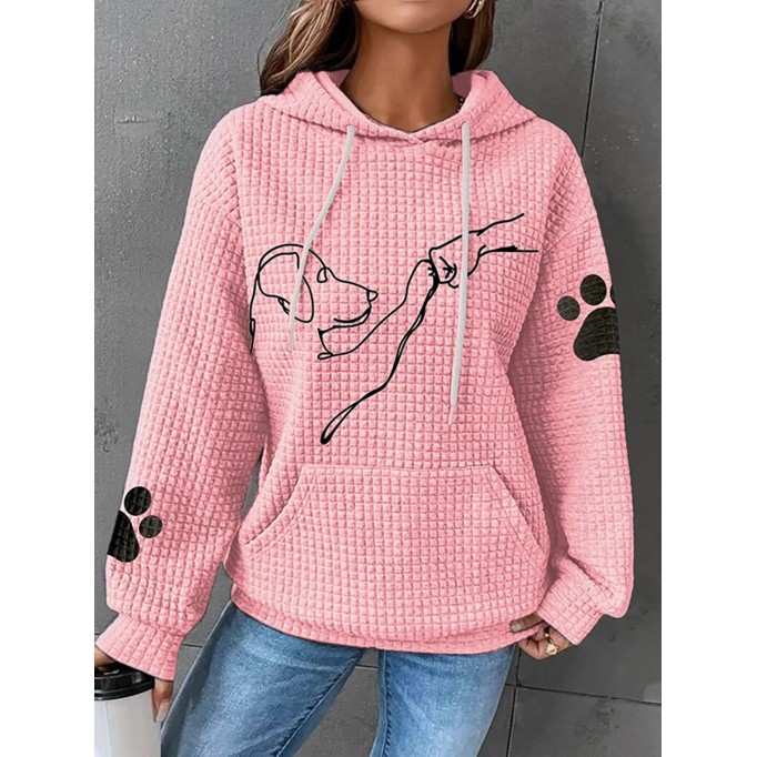 Women's puppy printed waffle sweater