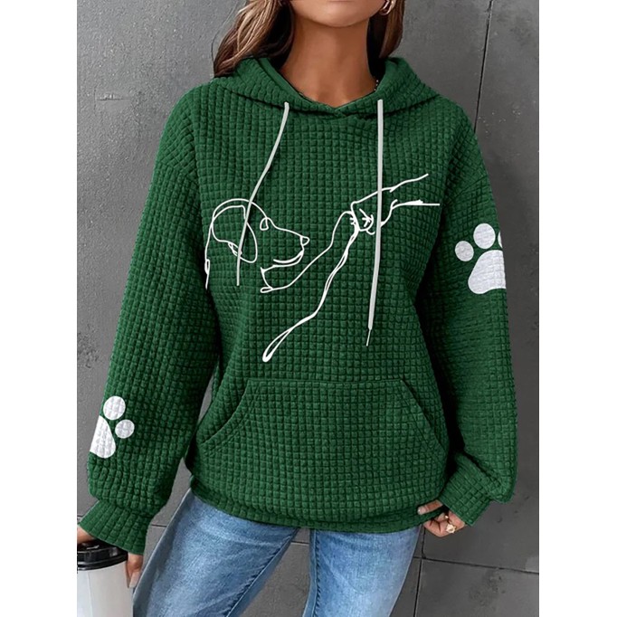 Women's puppy printed waffle sweater