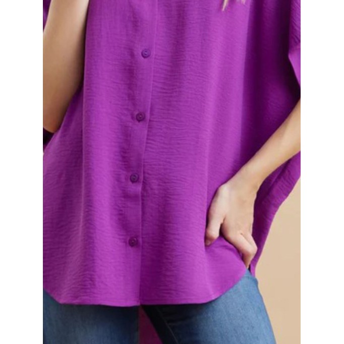 Women's purple loose elegant simple lapel shirt