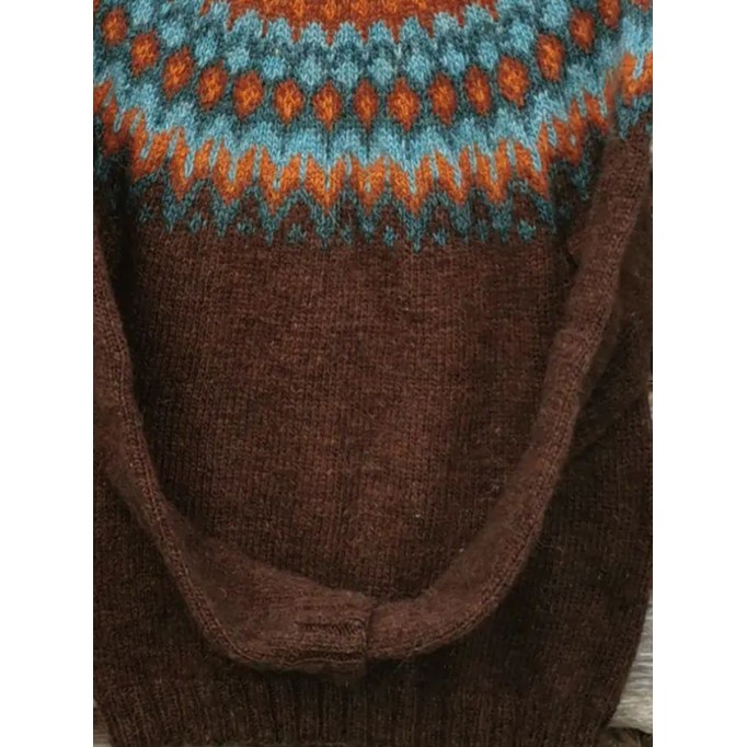 Women's retro contrast color autumn and winter sweater