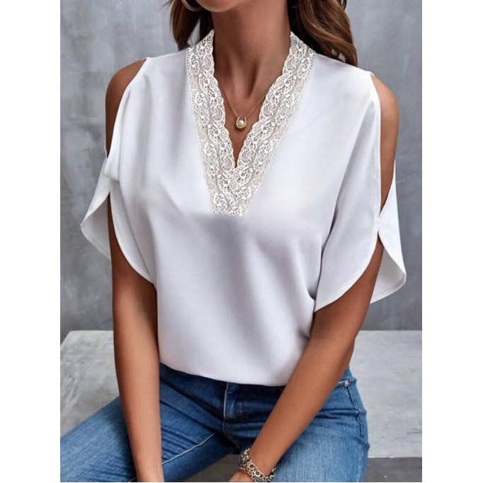 Women's Short Sleeve Lace Shirt Tops