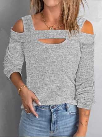 Women's shoulder digging knitted top