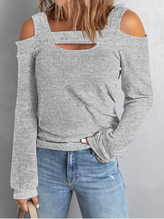 Women's shoulder digging knitted top