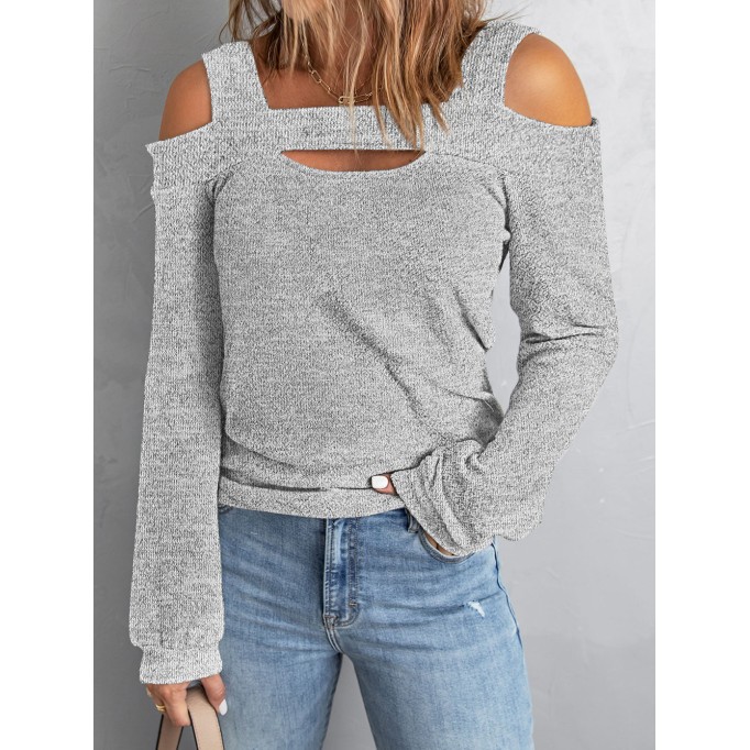 Women's shoulder digging knitted top