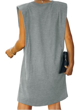 Women's simple sleeveless shoulder pad dress