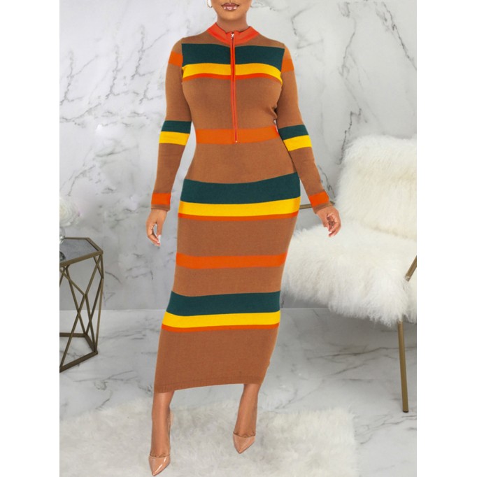 Women's Slim Fashion Striped Printed Dresses