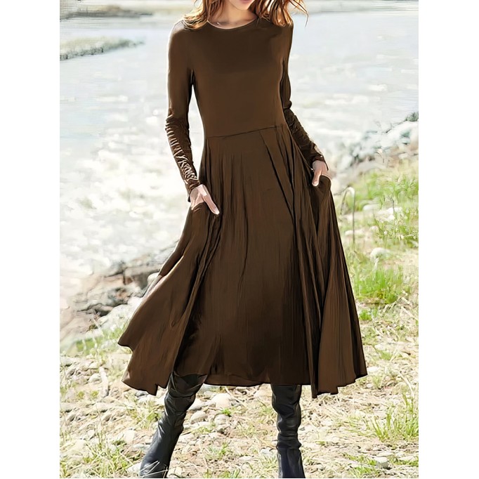 Women's slim fitting solid color casual dress