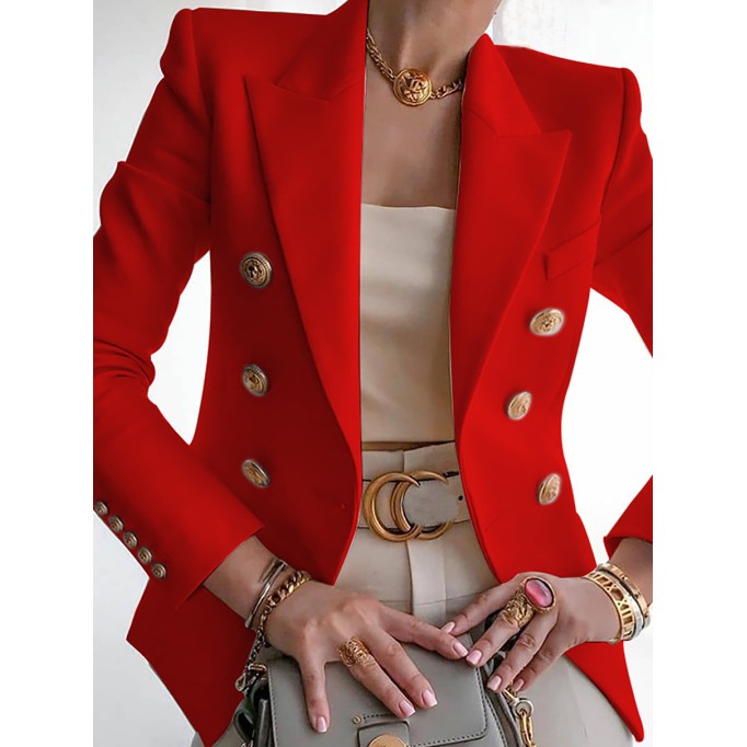 Women's Slim Solid Color Fashion Casual Suit Jacket