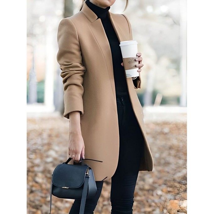 Women's standing collar long coat