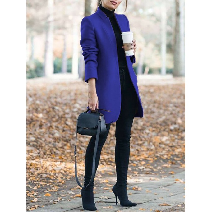 Women's standing collar long coat