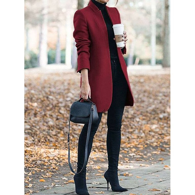 Women's standing collar long coat