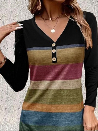 Women's Striped Printed Casual Dress