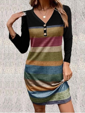 Women's Striped Printed Casual Dress