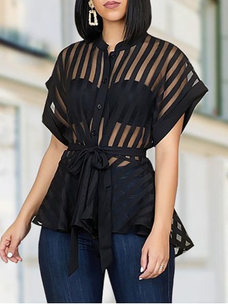 Women's transparent striped top