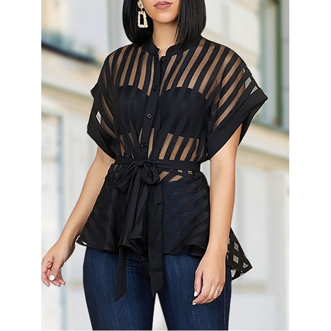 Women's transparent striped top