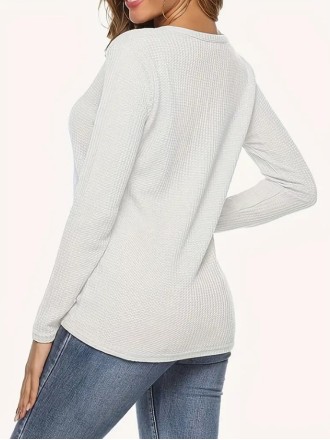 Women's V-neck pullover simple women's knit T-shirt top