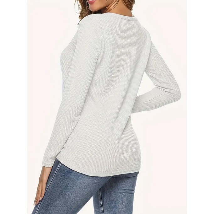 Women's V-neck pullover simple women's knit T-shirt top