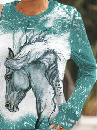 Women's Vintage Horse Print Sweatshirt