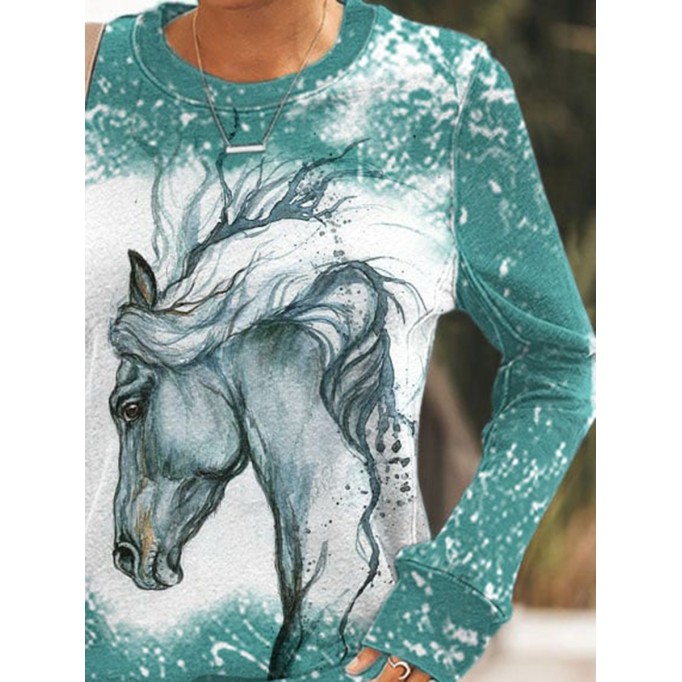 Women's Vintage Horse Print Sweatshirt