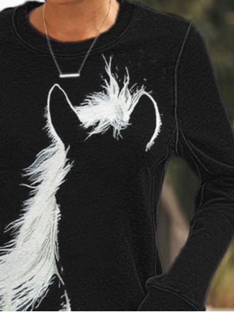 Women's Vintage Western Horse Silhouette Print Sweatshirt