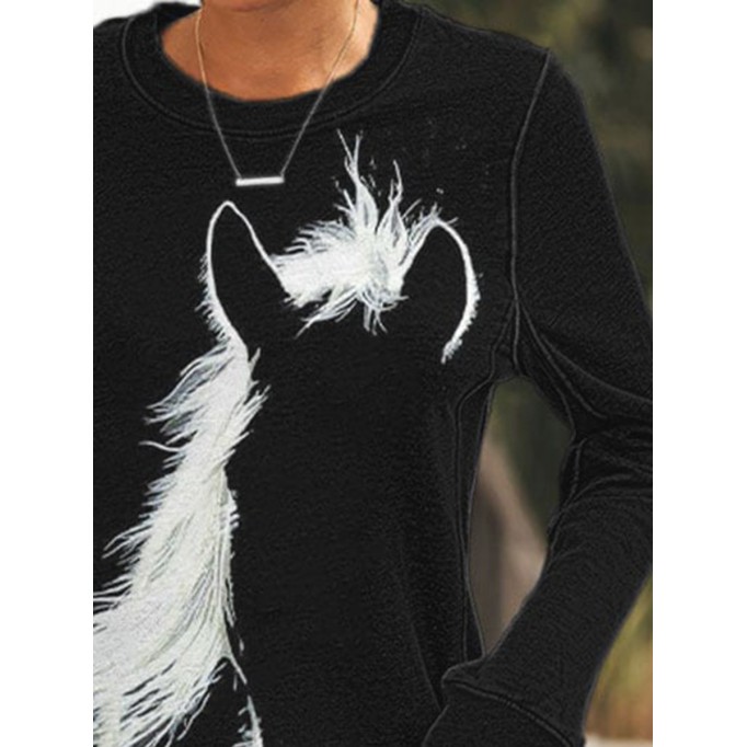 Women's Vintage Western Horse Silhouette Print Sweatshirt