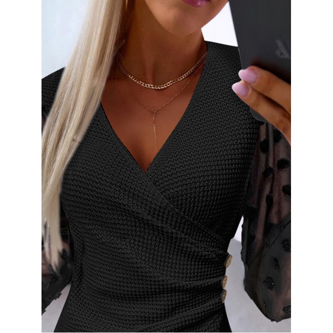 Women's Waffle Panel Mesh Top