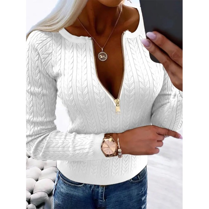 Women's zippered knitted top