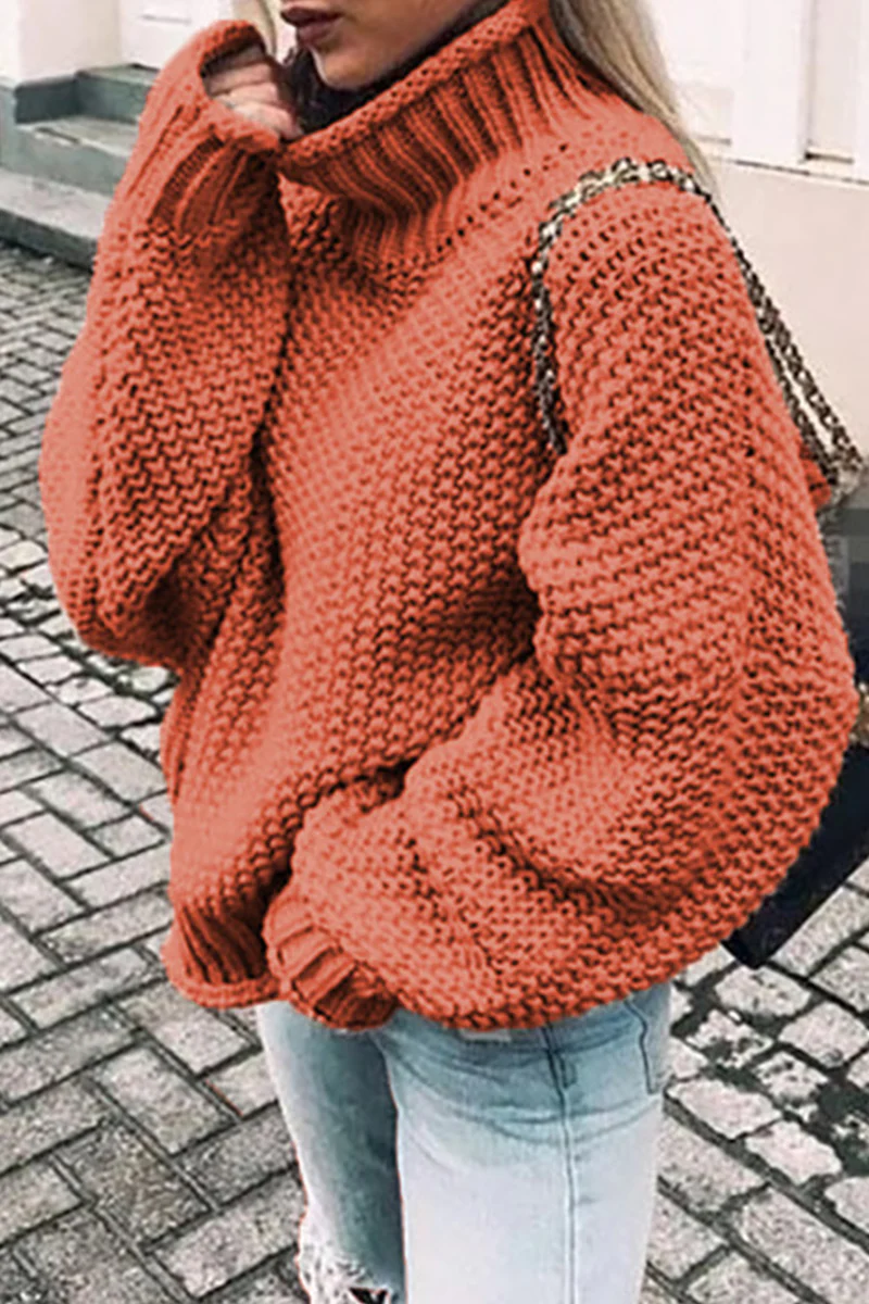 Fashion Casual Solid Patchwork Turtleneck Sweaters